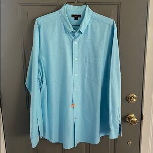 👕 CLUB ROOM Men's button down Oxford Shirt teal turquoise size XL like new